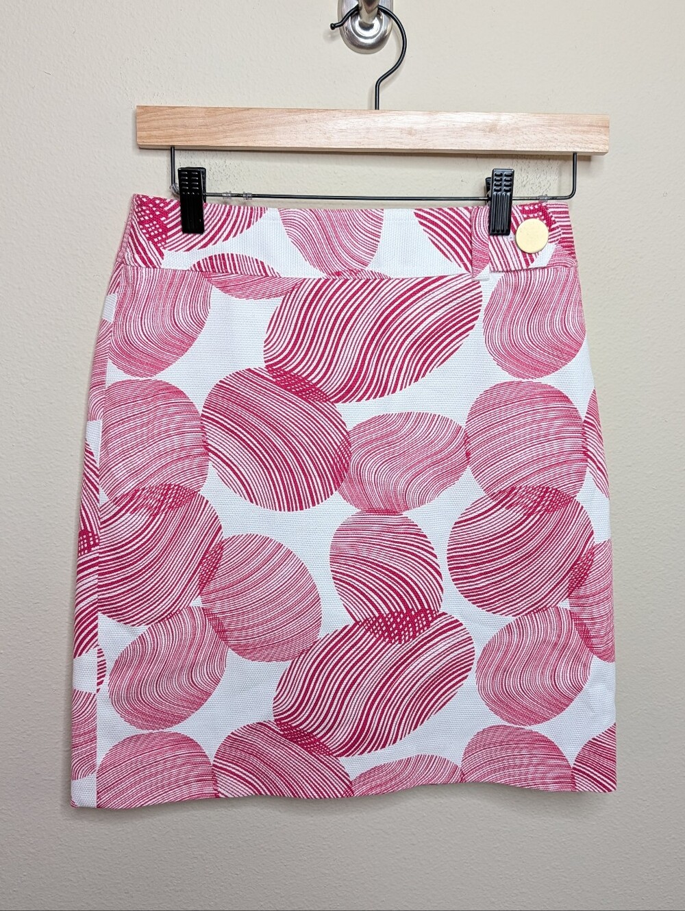 Ann Taylor Pink White‎ Print Pencil Skirt Size 0